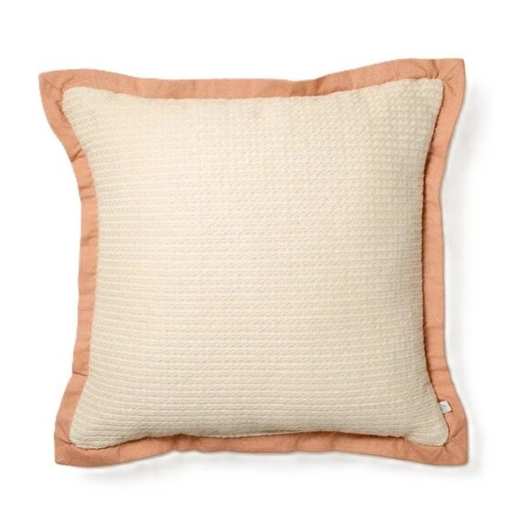 Hearth & Hand Indoor or Outdoor Natural & Blush Trim Textured 18" Accent Pillow - Picture 1 of 7